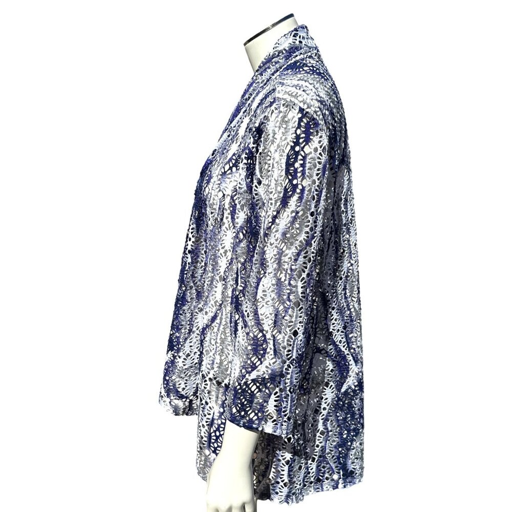 Chicos Traveler Collection Open Front Net Cover Up Elegant Breezy Layering Piece - Picture 2 of 11